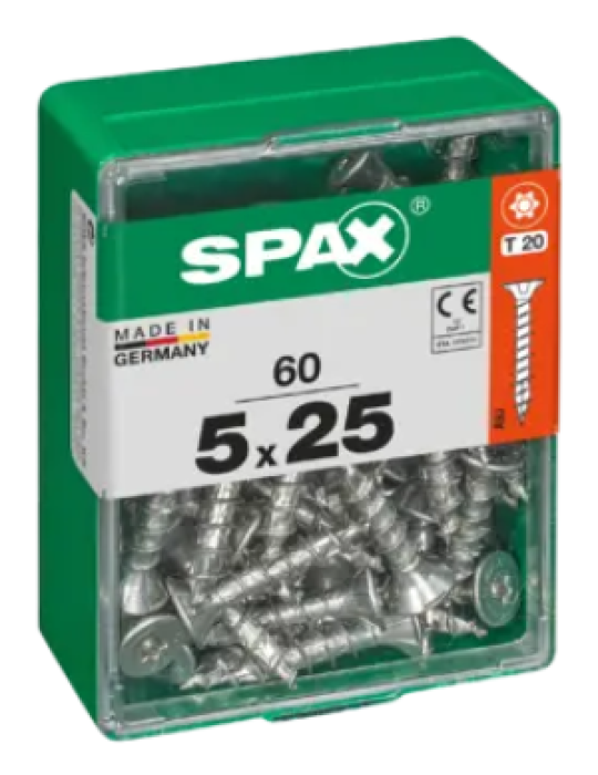 SPAX  Universalschraube WIROX, 5 x 25mm,  60 Stück, Teilgewinde, Senkkopf, 4191010500252